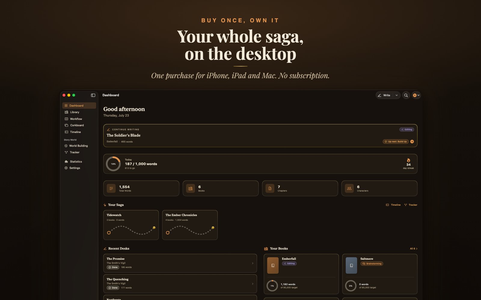 The dashboard on Mac